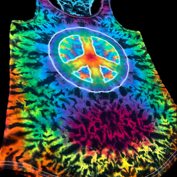 Large WO’s Peace Sign Tiedye Racerback Tank